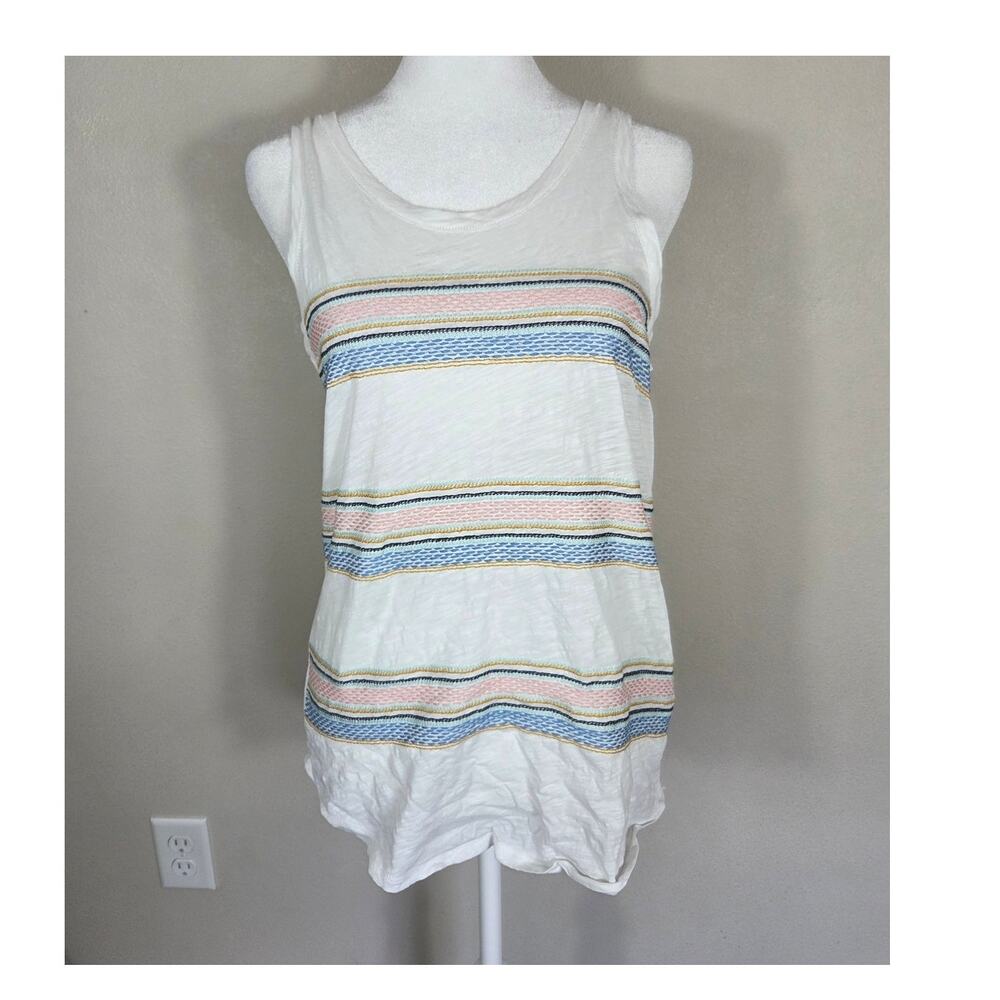 Loft Ann Taylor Vintage Soft White Embellished Tank Top Size Small